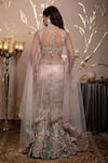 Shop_Moledro_Pink Georgette, Organza, Net Sequins, Embroidery Aranya Fusion Lehenga Set _at_Aza_Fashions