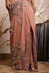 Buy_Moledro_Blush Georgette, Net Sequins, Embroidery Asymmetric Pre-draped Saree Set _Online_at_Aza_Fashions