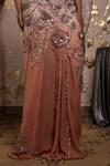 Shop_Moledro_Pink Georgette, Net, Organza Sequins, Embroidery Asymmetric Pansy Saree Gown _Online_at_Aza_Fashions