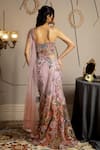 Shop_Moledro_Taupe Net Sequins, Embroidery Sweetheart Neck Elysia Shimmer Saree Gown _at_Aza_Fashions