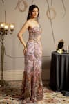Buy_Moledro_Taupe Net Sequins, Embroidery Sweetheart Neck Elysia Shimmer Saree Gown _Online_at_Aza_Fashions