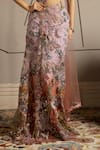 Buy_Moledro_Taupe Net Sequins, Embroidery Sweetheart Neck Elysia Shimmer Saree Gown 