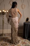Shop_Moledro_Taupe Georgette, Net Sequins, Embroidery V-neck Nysa Designer Saree Gown _at_Aza_Fashions