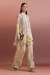 Buy_Pankaj & Nidhi_Multi Color Silk, Crepe Embroidery, Sequins Mandarin Embellished Relaxed Tunic _at_Aza_Fashions