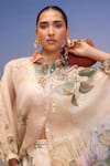 Pankaj & Nidhi_Multi Color Lurex, Linen Sequins, Embellished Relaxed Shirt And Pleated Skorts _Online_at_Aza_Fashions