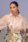 Pankaj & Nidhi_Multi Color Organza Embroidery Collared Snowing Embellished Jacket _Online_at_Aza_Fashions