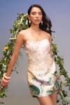 Pankaj & Nidhi_Multi Color Twill Embroidery Off-shoulder Hand-embellished Tube Dress _Online_at_Aza_Fashions