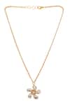 Shop_Ruby Raang_Gold Plated Polki Kundan Flower Necklace _at_Aza_Fashions