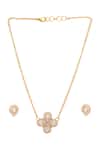 Ruby Raang_Gold Plated Stones, Pearls Polki Kundan Necklace Set _at_Aza_Fashions
