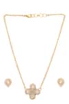 Shop_Ruby Raang_Gold Plated Stones, Pearls Polki Kundan Necklace Set _at_Aza_Fashions