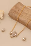 Shop_Ruby Raang_Gold Plated Stones, Pearls Polki Kundan Necklace Set 