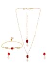 Shop_Ruby Raang_Maroon Gold Plated Kundan Jewellery Set _at_Aza_Fashions