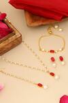 Ruby Raang_Maroon Gold Plated Kundan Jewellery Set _Online
