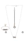 Shop_Ruby Raang_Silver Plated Pearls Kundan Jewellery Set _at_Aza_Fashions