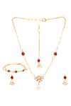 Shop_Ruby Raang_Maroon Gold Plated Jewellery Set _at_Aza_Fashions