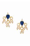 Ruby Raang_Blue Beads, Pearls Polki Kundan Jewelry Set _at_Aza_Fashions