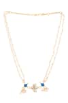 Buy_Ruby Raang_Blue Beads, Pearls Polki Kundan Jewelry Set 