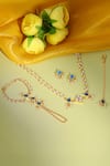 Shop_Ruby Raang_Blue Beads, Pearls Polki Kundan Jewelry Set _Online
