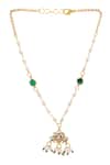 Ruby Raang_Green Gold Plated Kundan Jewellery Set _at_Aza_Fashions