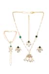 Shop_Ruby Raang_Green Gold Plated Kundan Jewellery Set _at_Aza_Fashions