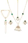 Ruby Raang_Green Gold Plated Kundan Jewellery Set _Online