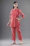 Buy_Samyukta Singhania_Red Viscose Applique Bandeau Neck Embroidered Tunic And Pant Set _at_Aza_Fashions