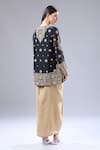 Shop_Anamika Khanna_Black Embroidery Round Neck Floral Kurta Draped Skirt Set _at_Aza_Fashions
