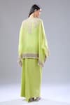 Shop_Anamika Khanna_Green Floral Embroidered Cape Draped Skirt Set _at_Aza_Fashions