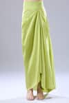Buy_Anamika Khanna_Green Floral Embroidered Cape Draped Skirt Set _Online_at_Aza_Fashions
