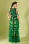 Shop_Anamika Khanna_Green Beads, Embroidery, Feathers Crew Neck Skirt Set _at_Aza_Fashions