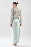 Shop_Anamika Khanna_Multi Color Silk Sequins, Embroidery V-neck Paisley Jacket And Draped Skirt Set _at_Aza_Fashions