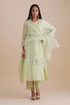 Buy_One Not Two_Green Silk Organza Sequins Embroidered Dupatta _at_Aza_Fashions