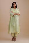 One Not Two_Green Silk Organza Sequins Embroidered Dupatta _Online_at_Aza_Fashions