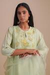 Buy_One Not Two_Green Silk Organza Sequins Embroidered Dupatta _Online_at_Aza_Fashions