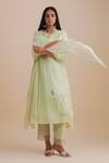 Shop_One Not Two_Green Silk Organza Sequins Embroidered Dupatta _at_Aza_Fashions