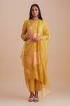 One Not Two_Yellow Silk Organza Sequins Scalloped Embroidered Dupatta _Online_at_Aza_Fashions