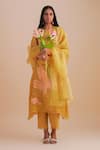 Buy_One Not Two_Yellow Silk Organza Sequins Scalloped Embroidered Dupatta _Online_at_Aza_Fashions