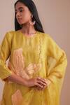 Shop_One Not Two_Yellow Silk Organza Sequins Scalloped Embroidered Dupatta _Online_at_Aza_Fashions