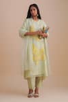 Shop_One Not Two_Green Silk Organza Sequins Scalloped Embroidered Dupatta _at_Aza_Fashions