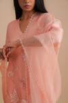 Buy_One Not Two_Pink Silk Organza Sequins, Lace Floral Embroidered Dupatta _Online_at_Aza_Fashions