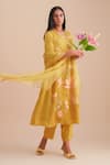 Shop One Not Two Yellow Silk Organza Embroidery Floral Lace Dupatta Online at Aza Fashions Shop_One Not Two_Yellow Silk Organza Embroidery Floral Lace Dupatta _Online_at_Aza_Fashions