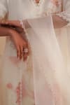 One Not Two_White Silk Organza Sequins, Embroidery Floral Dupatta _Online_at_Aza_Fashions