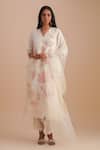 Buy_One Not Two_White Silk Organza Sequins, Embroidery Floral Dupatta _at_Aza_Fashions