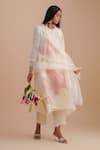 Shop_One Not Two_White Silk Organza Sequins, Embroidery Floral Dupatta _at_Aza_Fashions