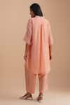 Shop_One Not Two_Pink Viscose, Organza, Silk Sequins, Beads V-neck Floral Embroidered Kurta Set _at_Aza_Fashions