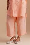 One Not Two_Pink Viscose, Organza, Silk Sequins, Beads V-neck Floral Embroidered Kurta Set _at_Aza_Fashions
