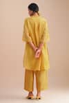 Shop_One Not Two_Yellow Viscose, Organza, Silk Sequins, Beads Floral Hand Embroidered Kurta Set _at_Aza_Fashions