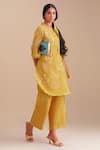 Buy_One Not Two_Yellow Viscose, Organza, Silk Sequins, Beads Floral Hand Embroidered Kurta Set _Online_at_Aza_Fashions