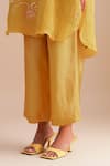 Shop_One Not Two_Yellow Viscose, Organza, Silk Sequins, Beads Floral Hand Embroidered Kurta Set _Online_at_Aza_Fashions