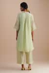 Shop_One Not Two_Green Viscose, Organza, Silk Sequins, Beads V-neck Floral Embroidered Kurta Set _at_Aza_Fashions